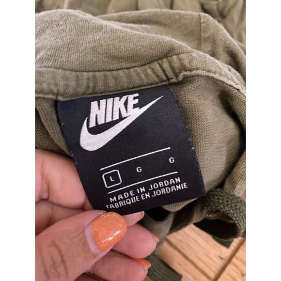 Nike Men's faded olive green athletic Pullover cotton Hoodie Long Sleeve Large - Picture 7 of 8